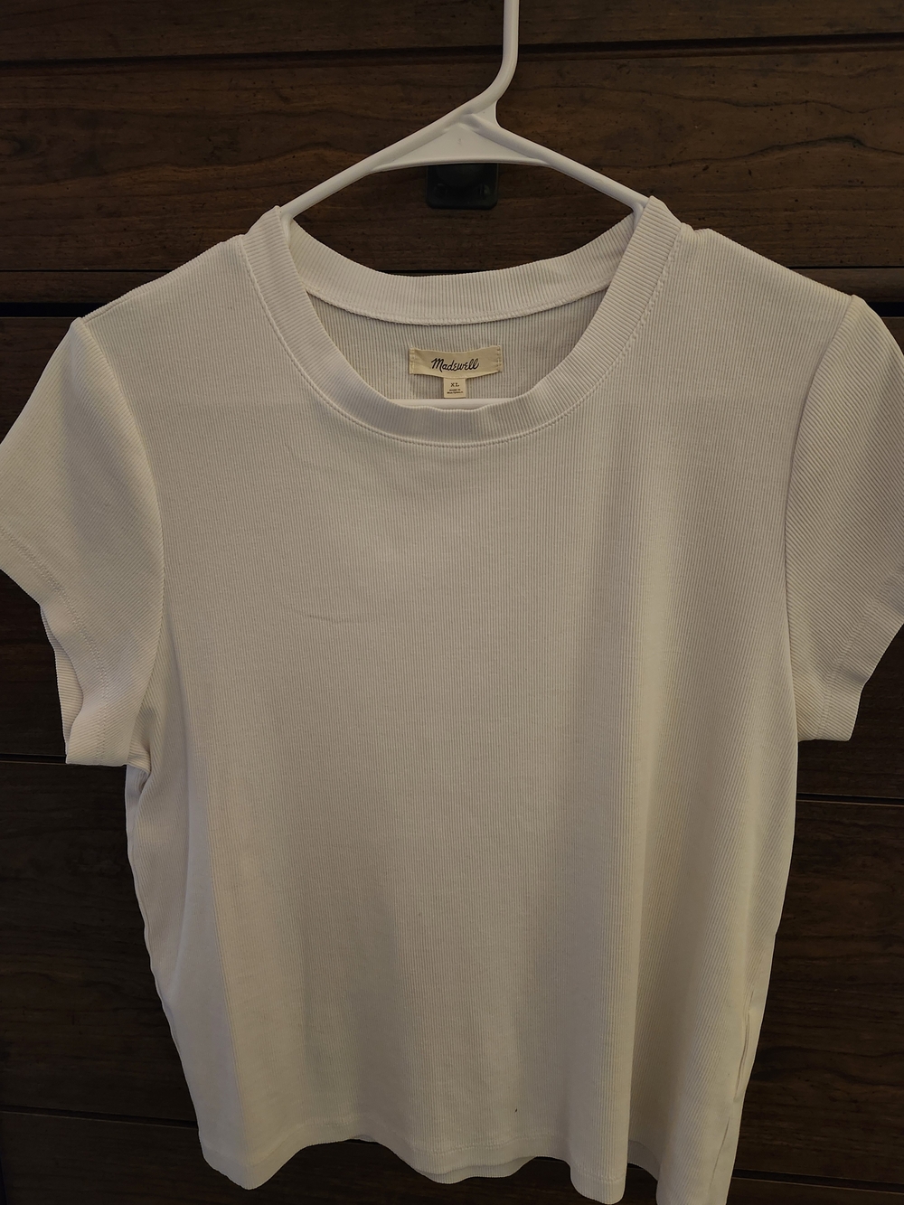 Madewell WHITE Ribbed Short Sleeve Crewneck Tee